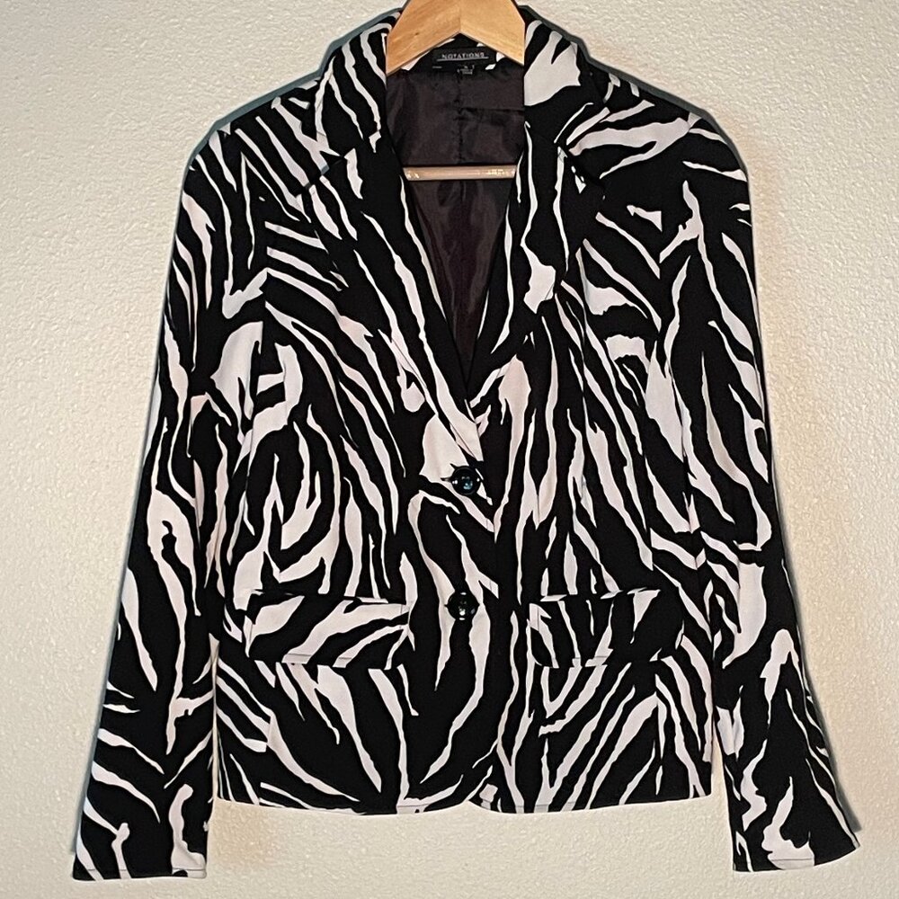 Notations zebra animal print,‎ 2 button, lightweight blazer jacket size small